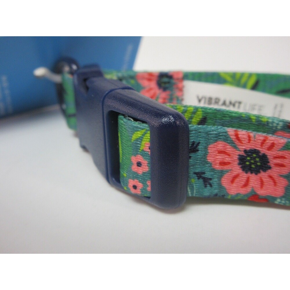 Vibrant Life Adjustable Dog Collar Medium Green Jungle Floral Print 14"-20" Neck